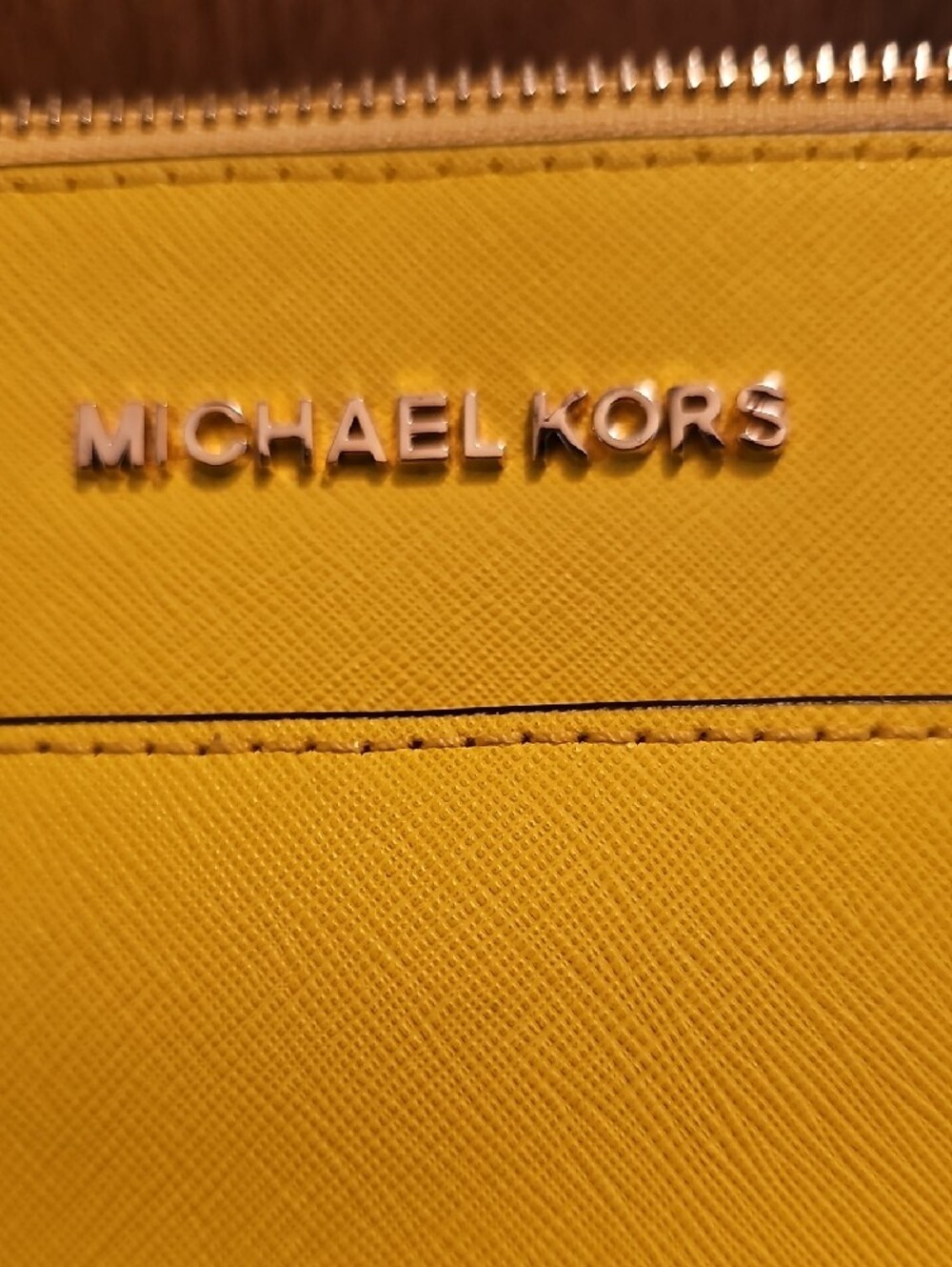 Michael Kors Bright Yellow Leather Tote with MK Charm - Picture 2 of 11